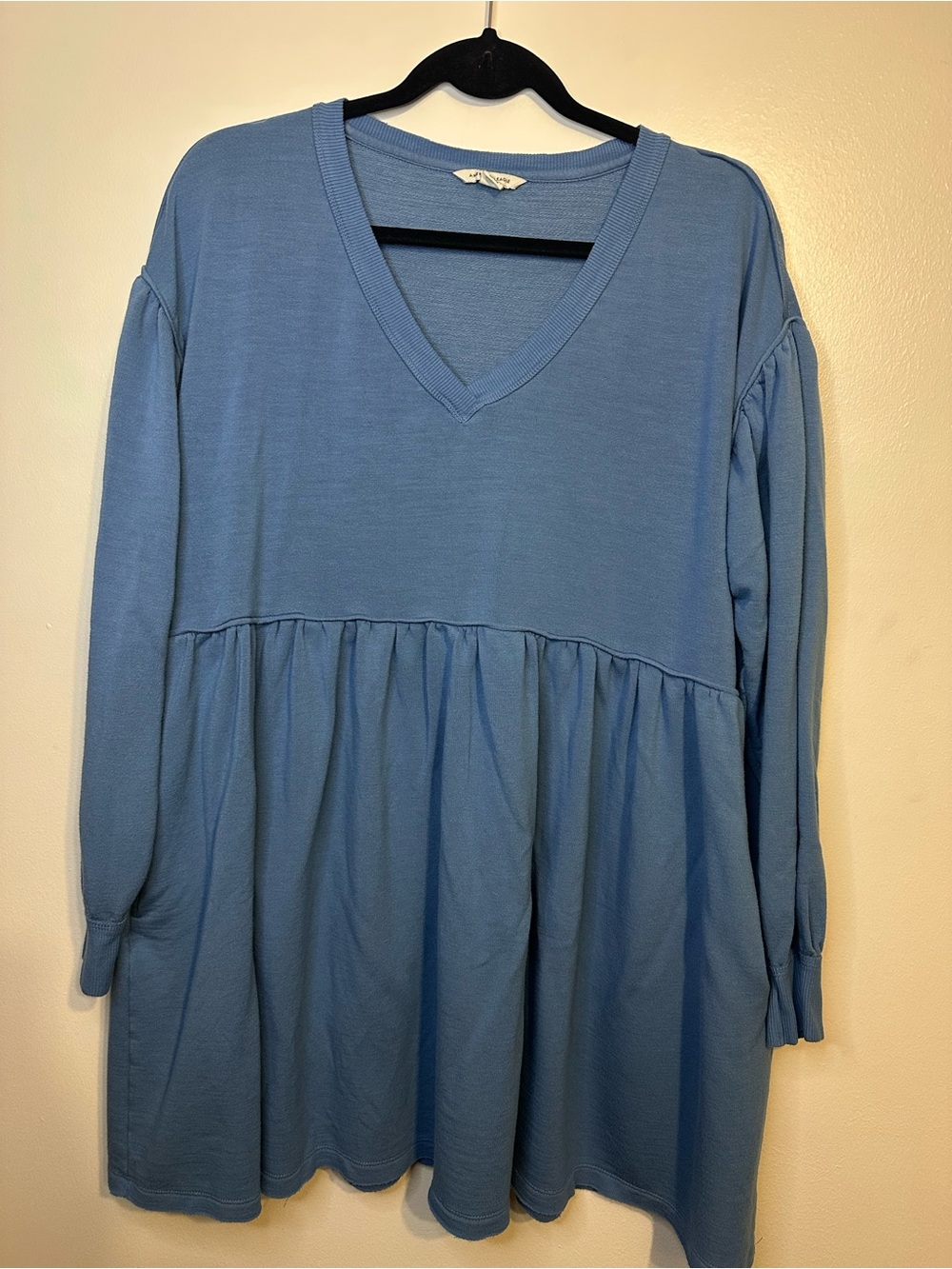 American Eagle Oversized Casual V-Neck Blue Babydoll Tunic Dress